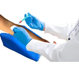 Generic Venotomy arm Wedge positioner, PU arm Slot pad, venous Incision kit for Injection, Blood Pressure Measurement, Infusion pad, Foam Filling arm Locator Medical Assistant Accessories, Blue