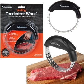Camerons Rolling Meat Tenderizer BBQ Tool - Stainless Steel Sharp Blades Break Down Tough Tendons in Beef, Poultry, Steak & More - Easier than Hammer, Mallet Or Pounder- Grilling Cookout Essential