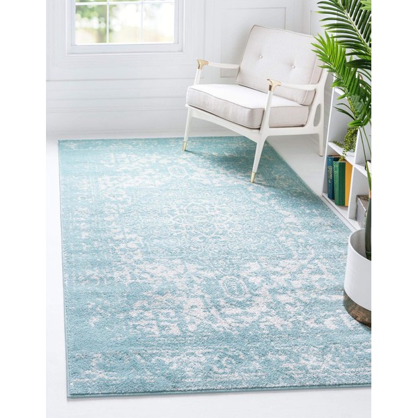Rugs.com Arlington Collection Rug – 5' x 8' Aqua Medium-Pile