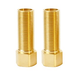 Hooshing 2PCS Brass Extension Pipe Fitting 1/2" Female to 1/2" Male Pipe Nipple Connector Converter Adapter 2.76 Inch/70mm
