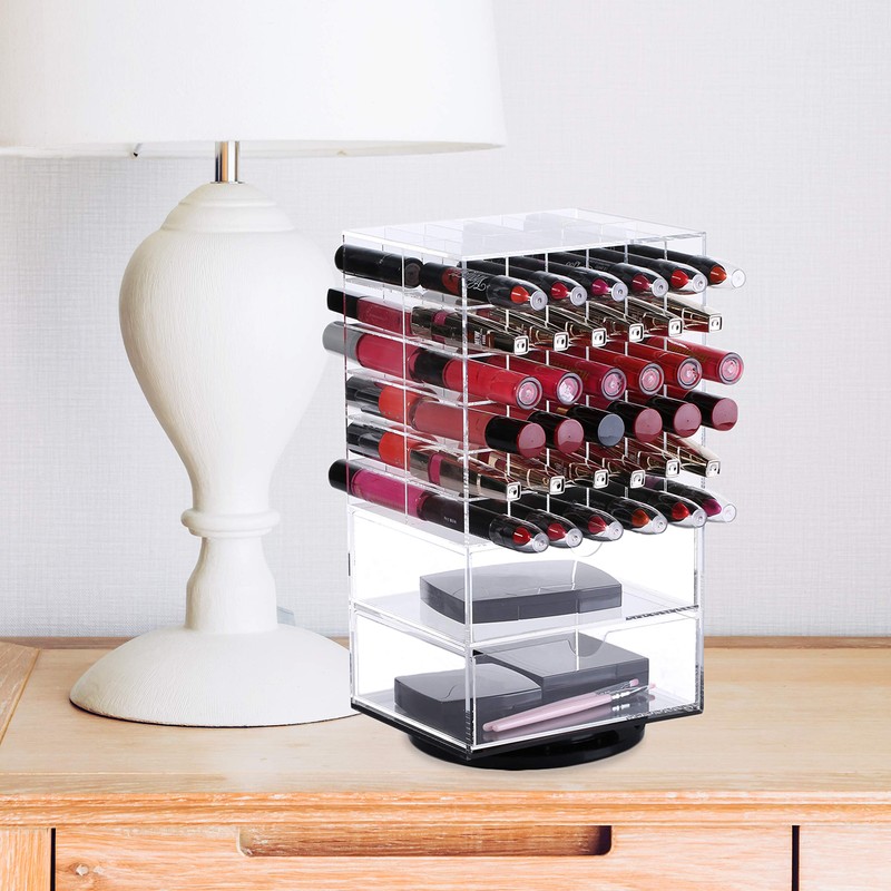 MOOCA Acrylic Rotating Makeup Organizer Desktop Cosmetics Storage Tower Makeup