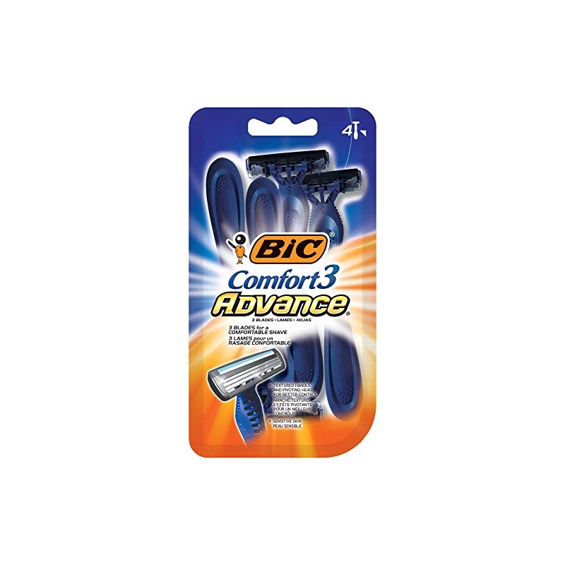 BIC Comfort 3 Advance Men's Disposable Razor, 4-Count