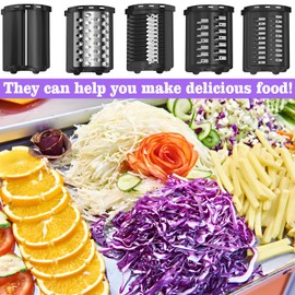 Stainless Steel Slicer Shredder Attachments Compatible with Kitchen Stand Mixers, Vegetable Shredder, Cheese Grater, Salad Maker, Food Slicers Chopper Grinding Powder with Detachable 5 Blades