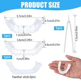 1 Pairs Instant Veneers Dentures Cosmetic Whitening Fake Teeth Clip in Veneers Teeth Top and Bottom Snap On Dentures for Men Women Comfortable Protect Your Teeth and regain Confident Smile