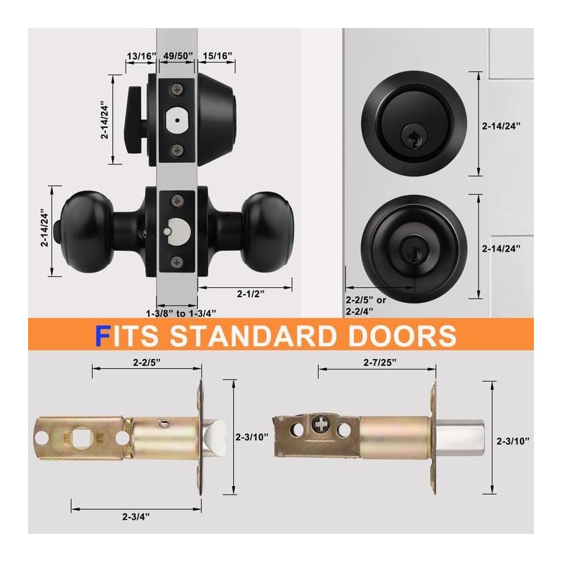 Probrico Keyed Alike Entrance Door Knob Front Door Knob and