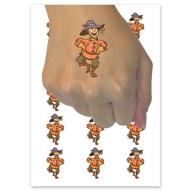 Silly Dancing Scarecrow Man Temporary Tattoo Water Resistant Fake Body Art Set Collection - 54 1" Tattoos (1 Sheet)