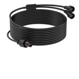 16.4Ft/5M Extension Cable with 1 to 2 Splitter for Christmas String Lights IP68 Waterproof Extension Lead 24AWG Extension Cord for Outdoor Solar String Lights, Indoor String Lights, 2 Pin
