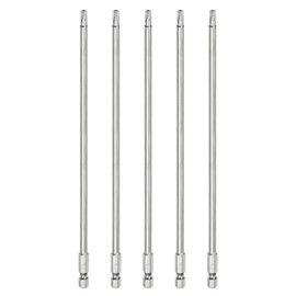 sourcing map 5pcs T25 Security Torx Bit 1/4" Hex Shank 8" Long S2 Steel Magnetic Tamper Resistant Star Bits Screwdriver Torx Head with Hole for Driver Drill Bits Remove Fastening Screws
