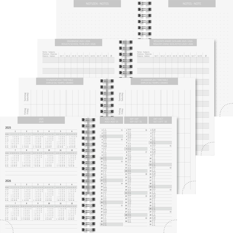 BRUNNEN School Calendar '25/'26 "Monochrome" | A6, Cardboard