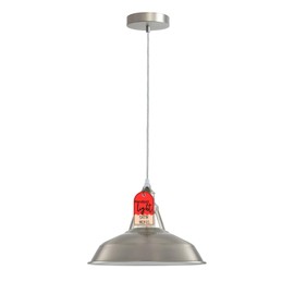 LEDSone Metal Pendant Ceiling Light Shade Industrial Satin Nickel Barn Slotted Lampshade with E27 Holder Fitting (Satin Nickel)