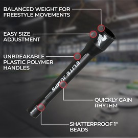 Elite Jumps - Cuerda de saltar con abalorio para adultos para fitness, cuerda de saltar para entrenamiento, cuerda de saltar con abalorio para ejercicio irrompible de 5 pulgadas, diseñada para