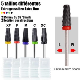 Bestgle 5 Pcs Ceramic Nail Drill Bit Set 3/32 Inch Nail Drill Bits XC C M F XF XF Nail Drill Bits Tools for Manicure Pedicure Home Professional Gel Acrylic Cuticle Remover