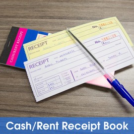 BAZIC PRODUCTS Receipts Book, Money Cash Rent Receipts for Landlords, Business & Offices, 2-Part Carbonless Forms, 50 Sets 7 1/2" x 2 3/4", White with Bound Wraparound Cover (50 Sets/Pack), 1-Pack