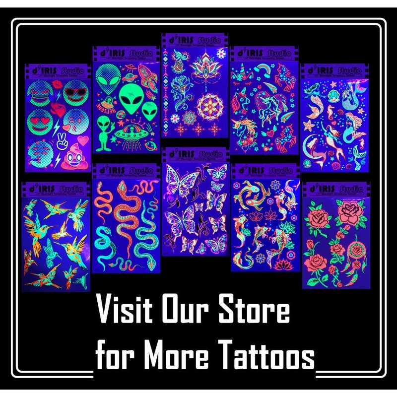Blacklight Glow Party Temporary Tattoo-1 Sheet - Cobra