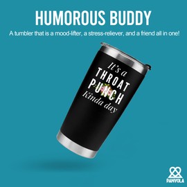 It's A Throat Punch Kinda Day Sarcastic Motivation Vacuum Insulated Tumbler Stainless Steel With Removable Lid and Straw 20 oz Black