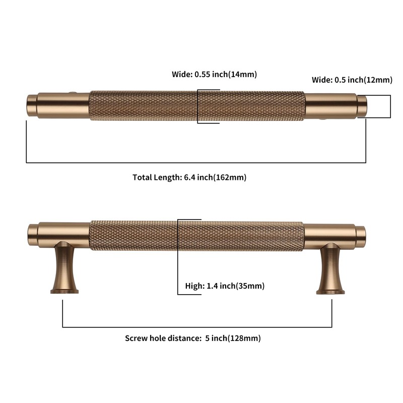 9BUILD 10 Pack Knurled Cabinet Pulls 5 Inch Champagne Bronze