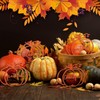 12 Pieces Thanksgiving Pumpkin Tabletop Wood Cutouts with Thankful Grateful