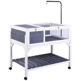 RUNSHED Tortoise Habitat with Legs and Wheels,Fixed Tray Openable Roof,Indoor & Outdoor Large Tortoise Cage with Storage Shelf,Enclosure with Lamp Holder Tortoise House Reptile Terrarium for Reptile