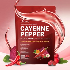 Cayenne Pepper Softgels Supplement, Beetroot and Others (240 Softge /1 Bag)，Supports Leg Vein, Heart and Blood Vessel Health, with Vitamin E D3+K2 and Extracts of Grape Seed, Hawthorn,:_Pack of 2