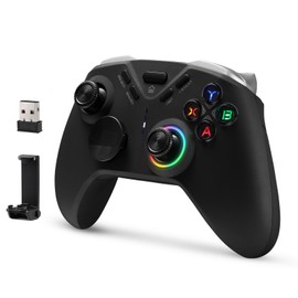BINBOKPLAY Wireless Gaming Controller, Multi-platform Gamepad with LED Backlight, Dual Motors, 6-Axis Gyro, M Button Programmable, Compatible with PC, Steam, Android, Switch
