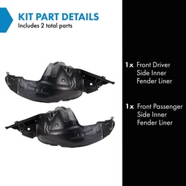 TRQ Front Inner Fender Liner Set Compatible with 2009-2013 Subaru Forester SU1248118 SU1249118