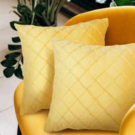 Betadistor Set of 2Throw Pillow Covers 18x18 Inch Spring Summer Decorative Square Cushion Covers 45x45 cm Sofa Yellow Cushion Cases for Home Bed Couch Farmhouse Decor, Yellow, 522-0473