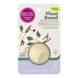 eos Bálsamo labial vegano a base de plantas, grano de vainilla, fórmula 100% natural, bálsamo labial de manteca de cacao con escualano de oliva reciclado, libre de crueldad, 0.42 onzas