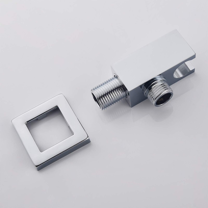 Chrome Hose Connection with Shower Holder, Keymark Brass Square Wall