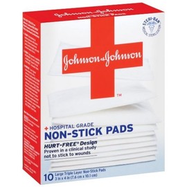 Johnson & Johnson Red Cross Triple Layer Large 3 Inch X 4 Inch, 10-Count (Pack of 6)