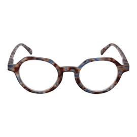 Calabria Elite Designer Reading Glasses +2.50 Brown Blue Demi Pattern Womens Vintage Readers Trendy Eyeglasses Spring Hinged