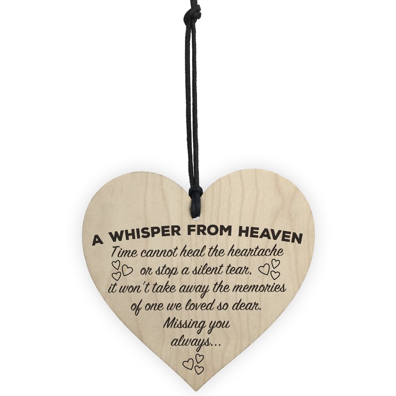 Red Ocean A Whisper From Heaven Wooden Hanging Heart Memorial
