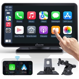 Carpuride W701, Portable Wireless CarPlay Screen for Car- 7 Inch Car Play Screen Compatible with Android Auto and Apple CarPlay - Multimedia Player, Bluetooth, Navigation Screen for All Vehicles