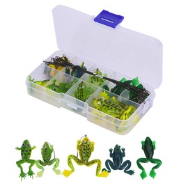 10pcs Soft Frog Fishing Bait,Artificial Frog Fishing Bait Lure Hook Set Anti-bite Wire Connector Fishing Accessories Kit