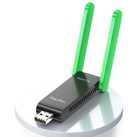 USB WiFi Adapter for PC, USB WiFi Dongle 1400Mbps 5dBi Dual Band 5GHz/2.4GHz WiFi Dongle Wireless Network High Gain Adapter WIFI6 Receiver for Desktop Laptop, Support Windows 11/10/8/7