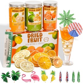 Dehydrated Fruit Slices Cocktail Garnish Set, Dreid Orange & Lime, Freeze Dried Honey Lemon, 125+ Slices, 9oz,10 Pcs Drink Umbrellas Picks. Decor For Christmas Baking Party Diy