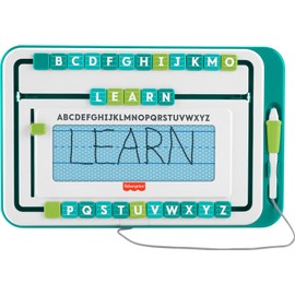 Fisher-Price Preschool Learning Toy Alpha Slide Writer Magnetic Drawing & Writing Tablet with Letter Tracing Tiles for Kids Ages 3+ Years