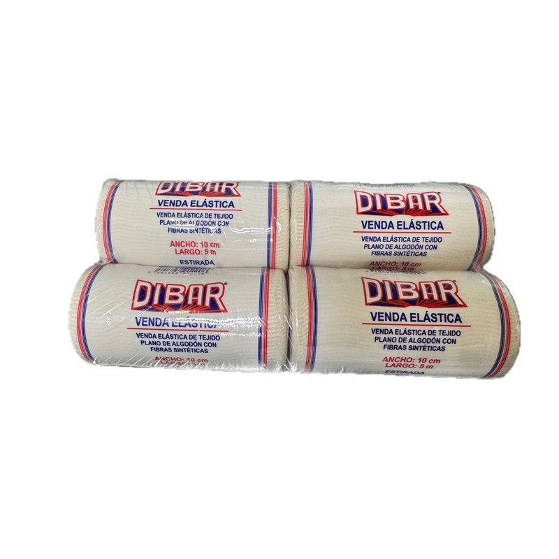 DIBAR Venda Elástica de Tejido Plano de Algodón, 10 cm
