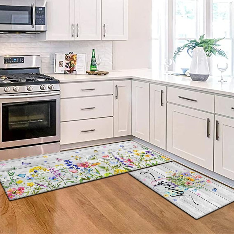 Twyt decor Spring Kitchen Rug Set of 2,Non-Slip Washable Kitchen