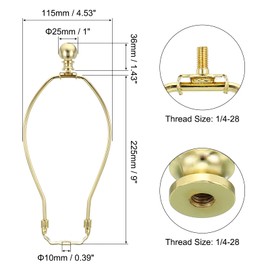 PATIKIL 9 Inch Lamp Harp Kit with Finial, 1 Set Detachable Lamp Shade Bracket Holder, DIY Lighting Accessories for Table Lamps Floor Lamps, Gold Tone