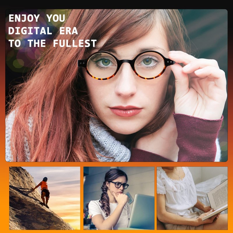 JOSCHOO 5 Pack Retro Round Reading Glasses Mini Small Comfortable