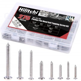 Hilitchi 275-Piece Stainless Steel Phillips Round Pan Head Self Tapping Screw...