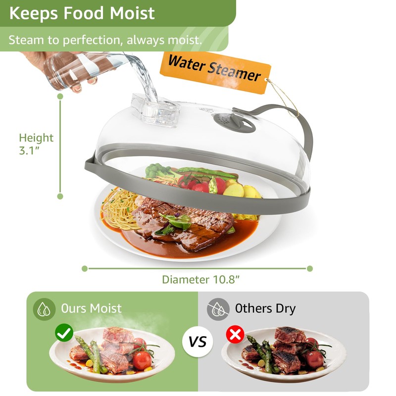 Microwave Splatter Cover with Water Steamer for Food - 10