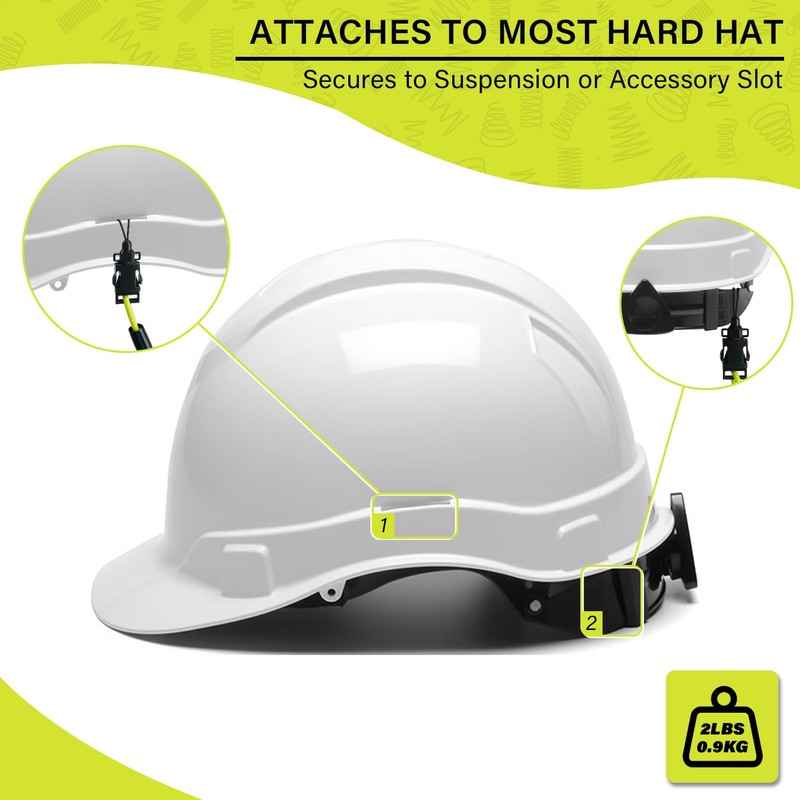 MELOTOUGH Coiled Lanyard,Hard Hat Lanyard with Clamp End,Hard Hat Tether,No