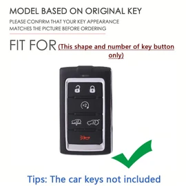 SANRILY Carbon Fiber Pattern 6 Button Smart Key Fob Cover Case Fit for Jeep Grand Cherokee L Grand Wagoneer 2021-2024 Keyless Luminous Key Case with Glow Keychain Black
