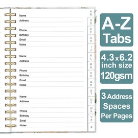 Address Book with Alphabetical Tabs - Telephone & Address Book with Address Contacts, Special Date, Phone, Birthday & Internet Login Password for Home and Office, 4.3" x 6.2", Rose Leaf