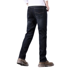 TheyLook Mens Fleece Lined Jeans Straight Leg Stretch Winter Warm Denim Pants Dark Blue