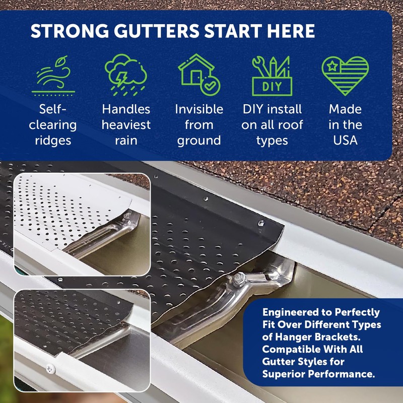LeafTek Gutter Guards for Leaves 5" x 32' Black –