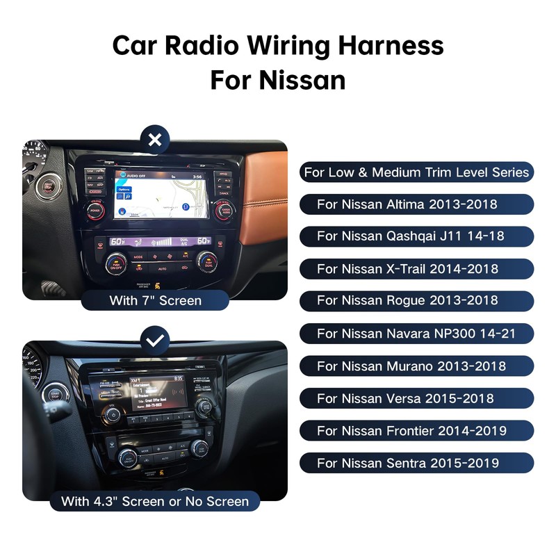 ViaBecs Car Radio Wiring Harness for Nissan Rogue, Altima 13-18,