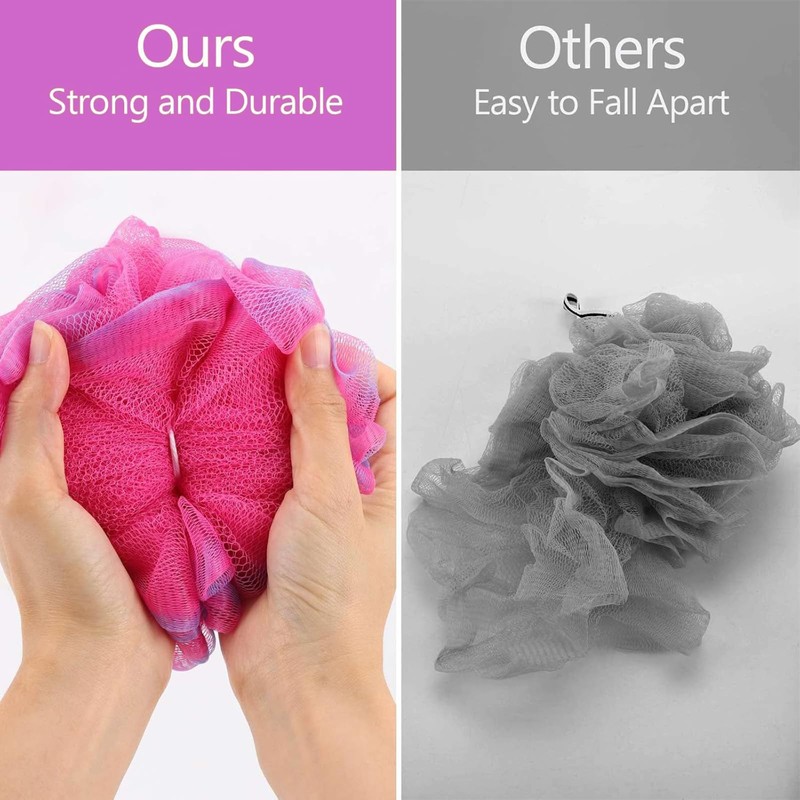 6 Pack 75g/Pc Large Loofahs Shower Sponge, Mesh Pouf Bath