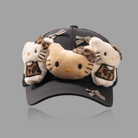 Cute Kitty Cat Ribbon Y2K Baseball Cap for Kids Free Size / Red Bow 3ea